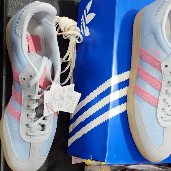 Adidas Samba OG J Light Blue and Pink Sneakers - Picture 2 of 4